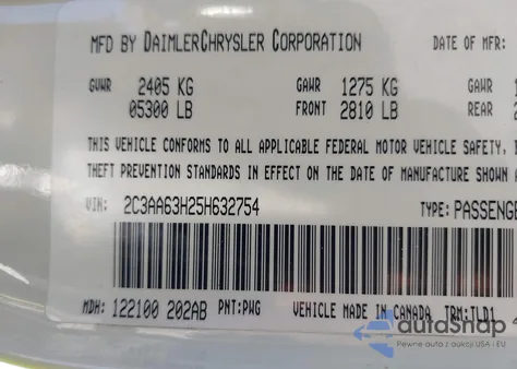 2005 Chrysler 300C from USA, damaged, VIN 2C3AA63H25H632754